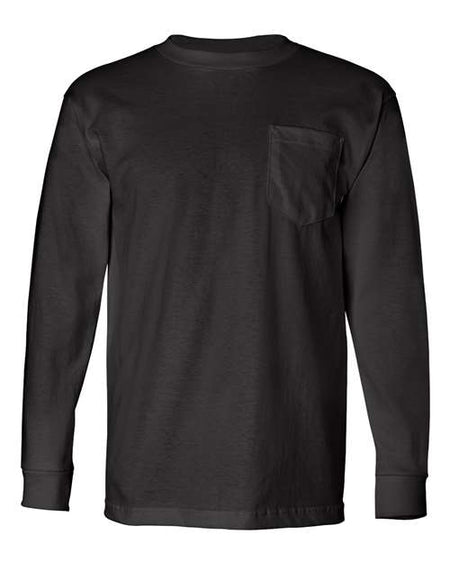 Bayside USA-Made Long Sleeve Pocket T-Shirt - Black - Bayside 8100 Bayside