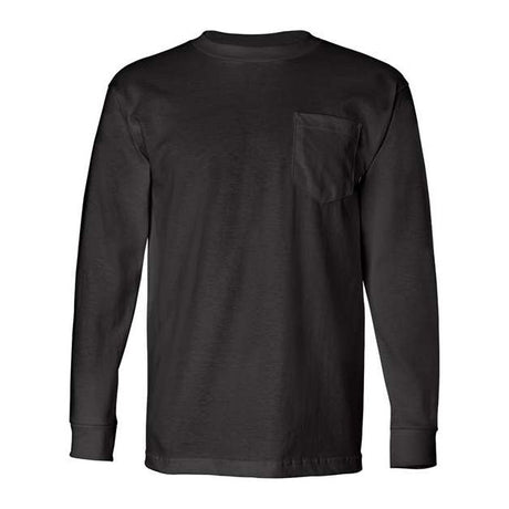 Bayside Unisex USA-Made Long Sleeve Pocket T-Shirt - Black - Bayside 8100 Bayside