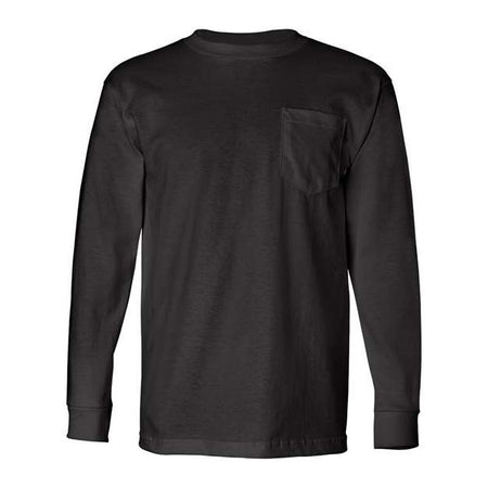 Bayside USA-Made Long Sleeve Pocket T-Shirt - Black - Bayside 8100 Bayside