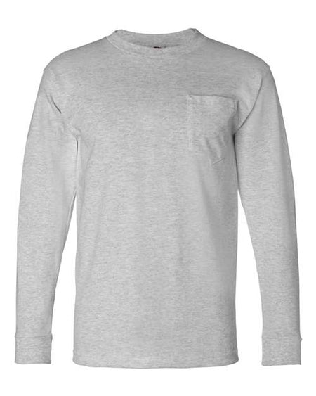 Bayside USA-Made Long Sleeve Pocket T-Shirt - Dark Ash - Bayside 8100 Bayside Dark Ash S