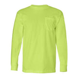 Bayside Unisex USA-Made Long Sleeve Pocket T-Shirt - Lime Green - Bayside 8100 Bayside