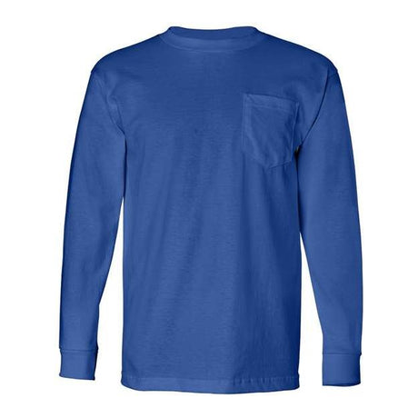 Bayside Unisex USA-Made Long Sleeve Pocket T-Shirt - Royal Blue - Bayside 8100 Bayside Royal Blue M