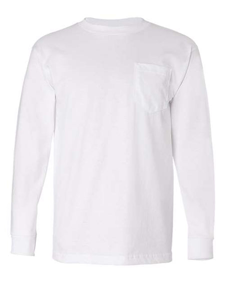 Bayside USA-Made Long Sleeve Pocket T-Shirt - White - Bayside 8100 Bayside White S