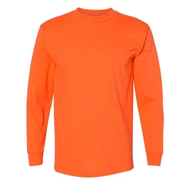 Joe's USA American-Made Long Sleeve Work T-Shirt - Orange