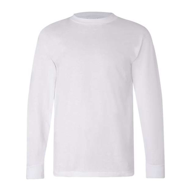 Bayside USA-Made Long Sleeve T-Shirt - White - Bayside 6100 Bayside