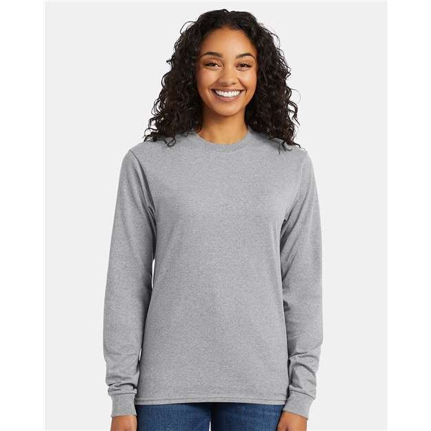 Hanes Essential-T Long Sleeve T-Shirt - Light Steel - Hanes 5286 Hanes Light Steel S