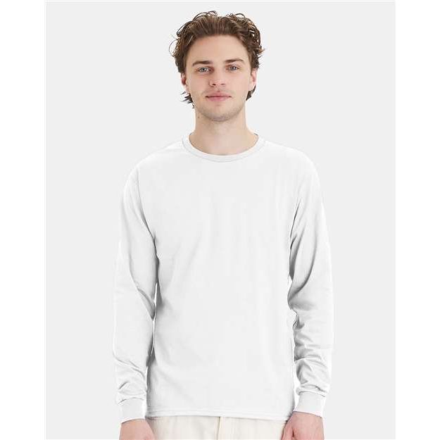 Hanes Essential-T Long Sleeve T-Shirt - White - Hanes 5286 Hanes White S