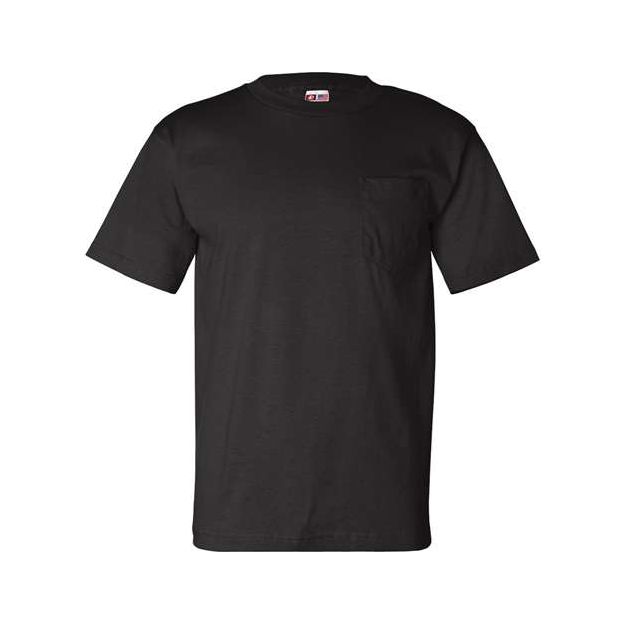 Bayside USA-Made Pocket T-Shirt - Black - Bayside 7100 Bayside