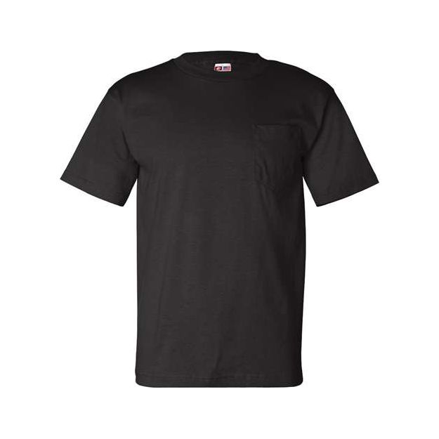 Bayside Unisex USA-Made Pocket T-Shirt - Black - Bayside 7100 Bayside