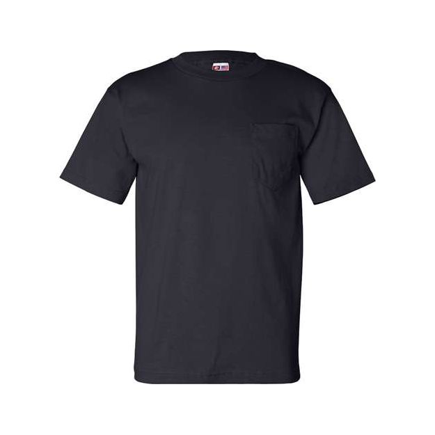 Bayside USA-Made Pocket T-Shirt - Navy - Bayside 7100 Bayside