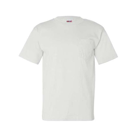 Bayside Unisex USA-Made Pocket T-Shirt - White - Bayside 7100 Bayside White S
