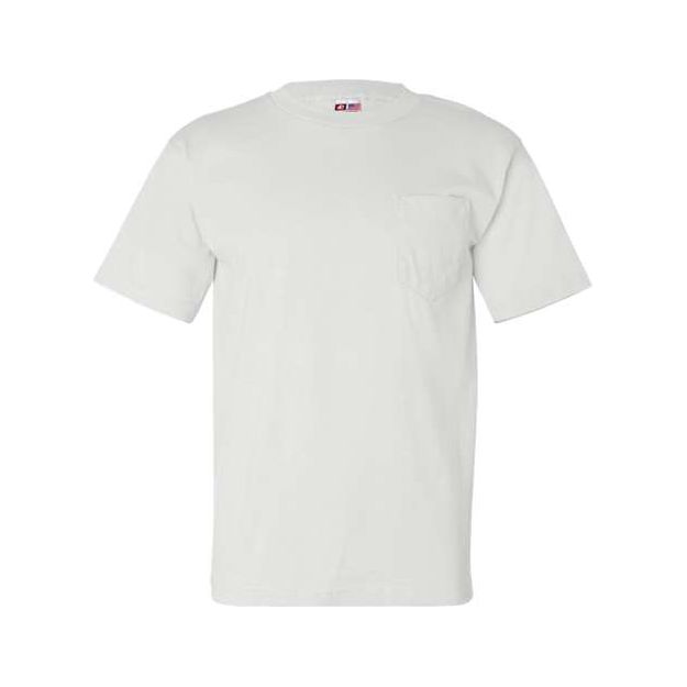 Bayside USA-Made Pocket T-Shirt - White - Bayside 7100 Bayside