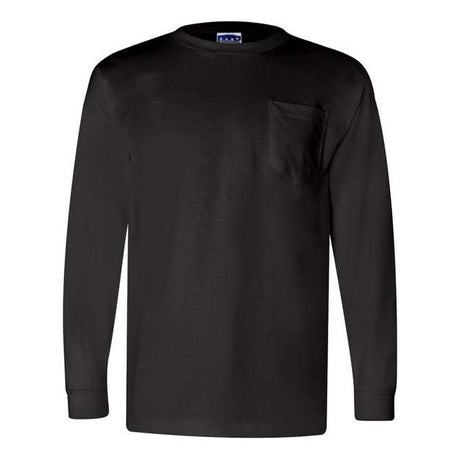 Bayside Unisex Union-Made Long Sleeve Pocket T-Shirt - Bayside 3055 Bayside Black S