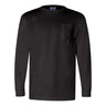 Bayside Unisex Union-Made Long Sleeve Pocket T-Shirt - Bayside 3055 Bayside Black S