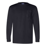 Bayside Unisex Union-Made Long Sleeve Pocket T-Shirt - Bayside 3055 Bayside Navy S