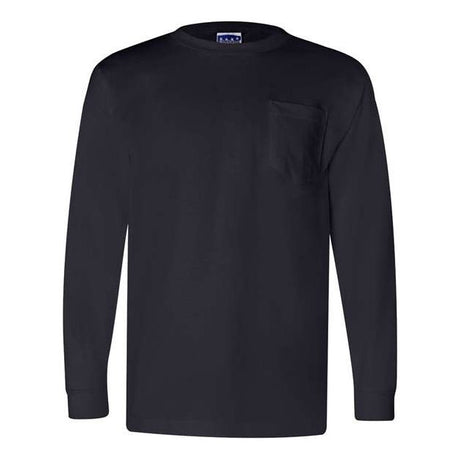 Bayside Unisex Union-Made Long Sleeve Pocket T-Shirt - Bayside 3055 Bayside Navy S