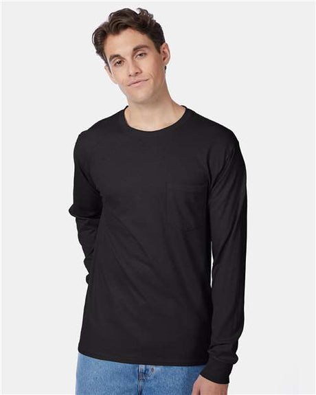 Hanes Men's Authentic Long Sleeve Pocket T-Shirt - Hanes 5596