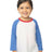 Royal Apparel 17660 Toddler Americana Raglan Baseball Shirt - White/H Sea Blue/H Cardinal