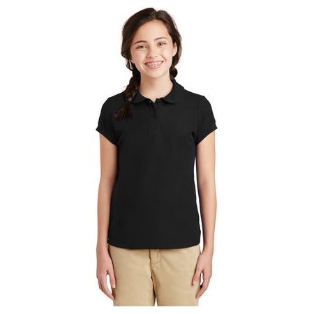 Girls Silk Touch Peter Pan Collar Polo Joe's USA Youth X-Small Black