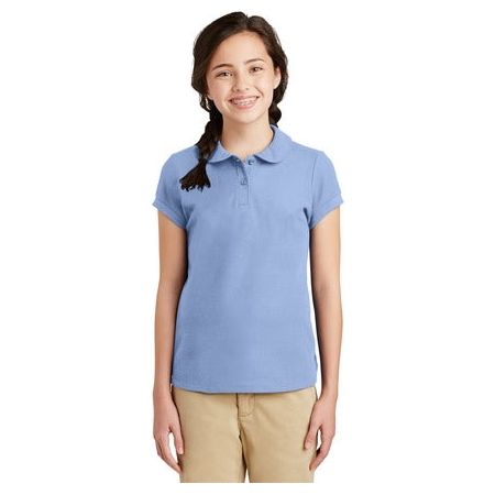 Girls Silk Touch Peter Pan Collar Polo Joe's USA Youth Small Light Blue