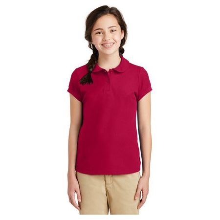 Girls Silk Touch Peter Pan Collar Polo Joe's USA Youth Small Red