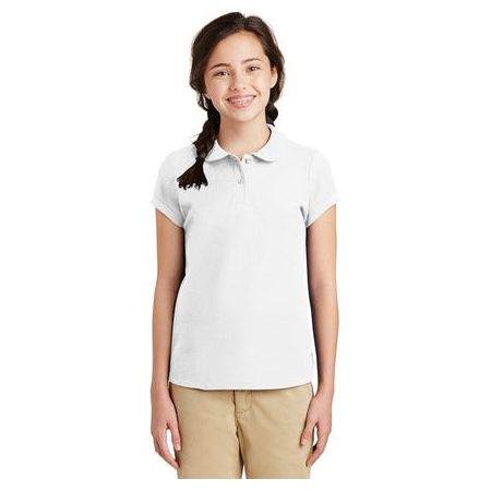 Girls Silk Touch Peter Pan Collar Polo Joe's USA Youth X-Small White