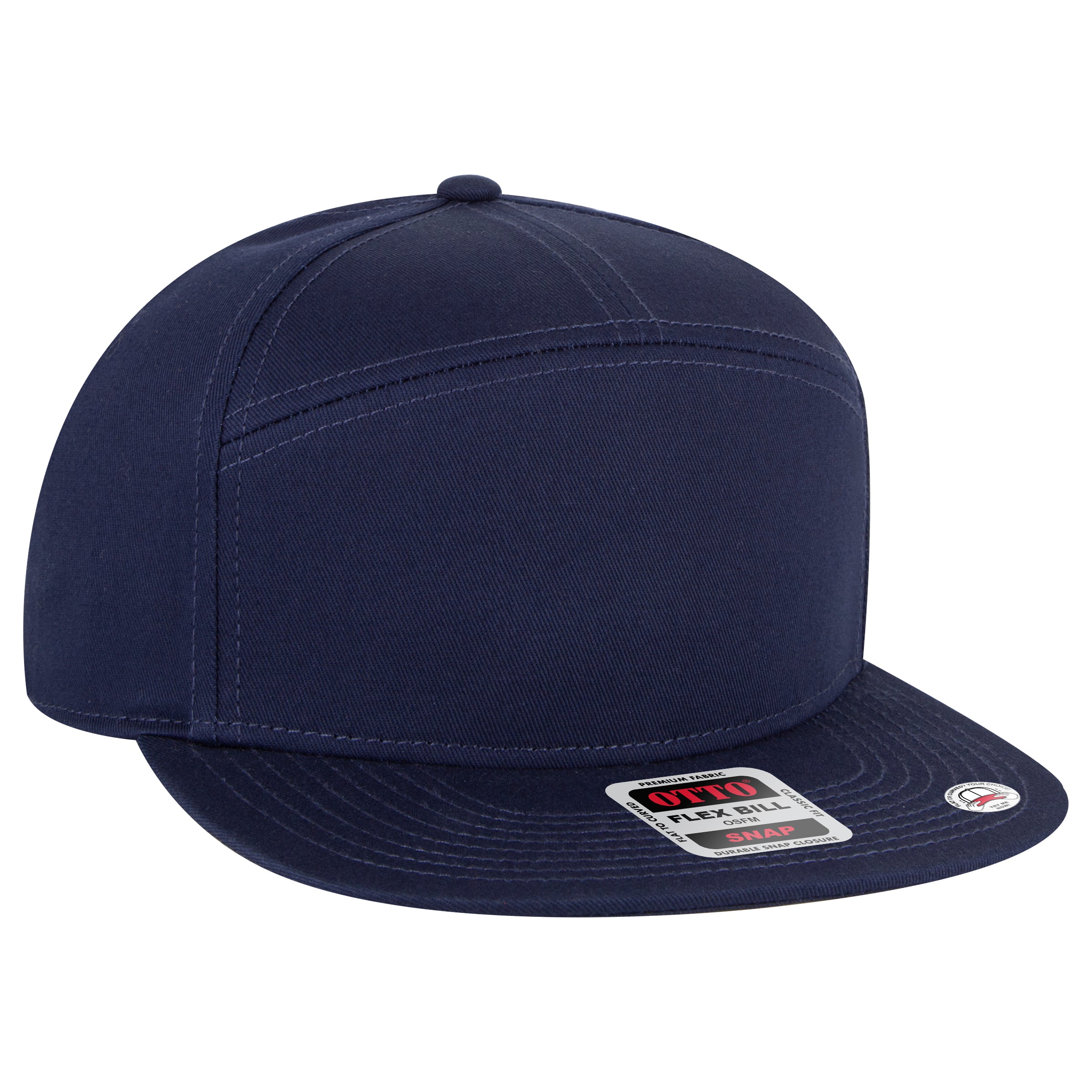 OTTO CAP "OTTO SNAP" 7 Panel Mid Profile Snapback Hat OTTO 177-1331 Otto Cap 004 - Navy OSFM - Adult