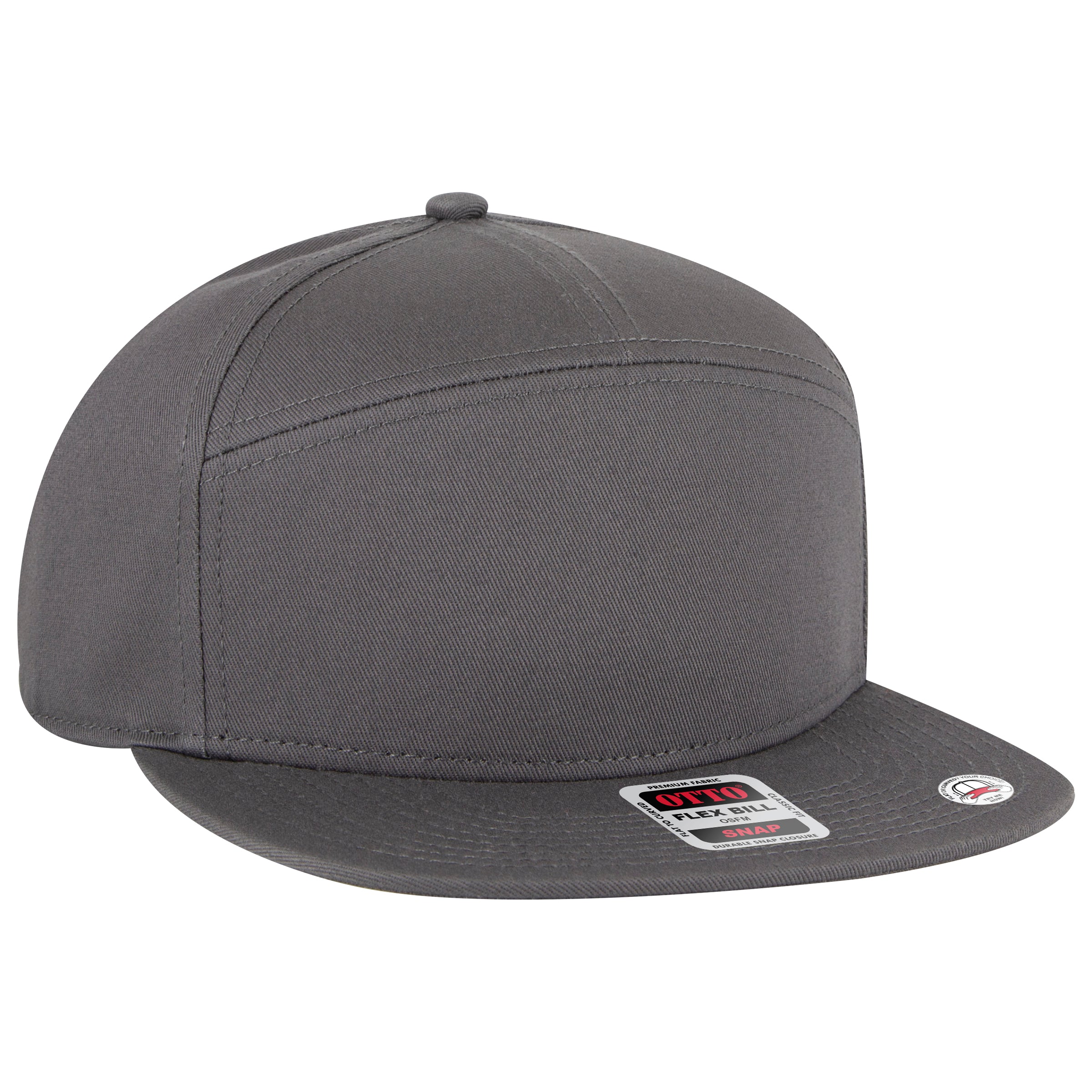 OTTO CAP "OTTO SNAP" 7 Panel Mid Profile Snapback Hat OTTO 177-1331 Otto Cap 025 - Char. Gray OSFM - Adult