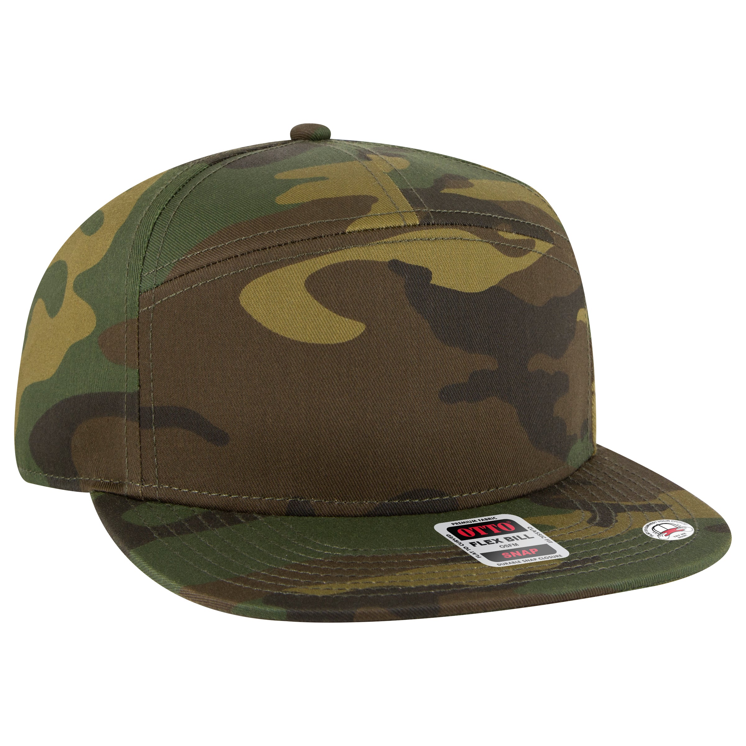 OTTO CAP "OTTO SNAP" 7 Panel Mid Profile Snapback Hat OTTO 177-1331 Otto Cap 1707 - Dk.Grn/Brn OSFM - Adult