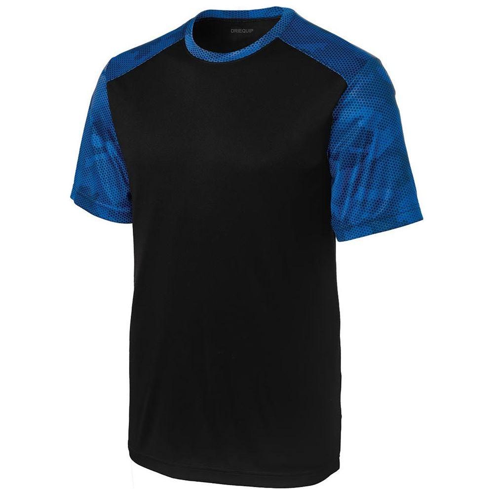 Men's CamoHex Colorblock Tee DRI-EQUIP X-Small Black/True Royal