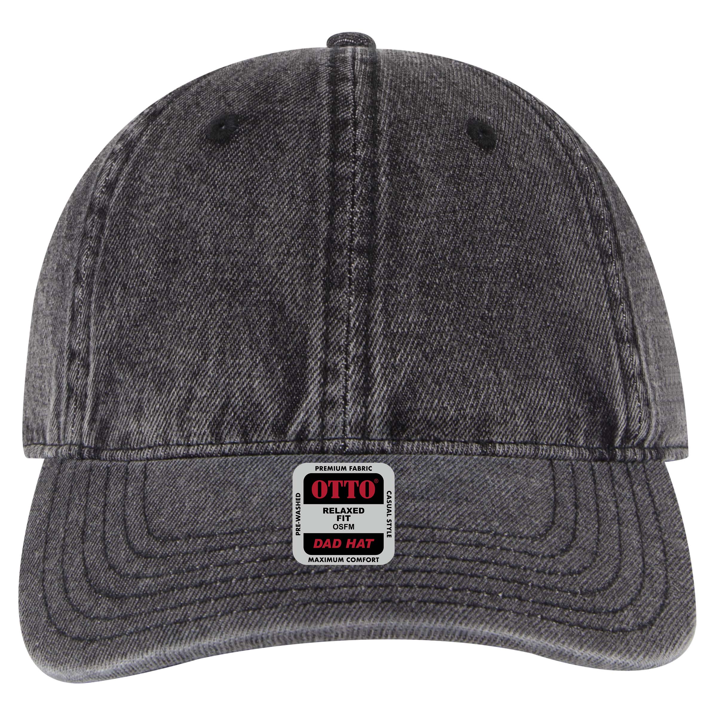 OTTO CAP 6 Panel Low Profile Dad Hat OTTO 18-1248 Otto Cap 003D - Deep Black OSFM - Adult