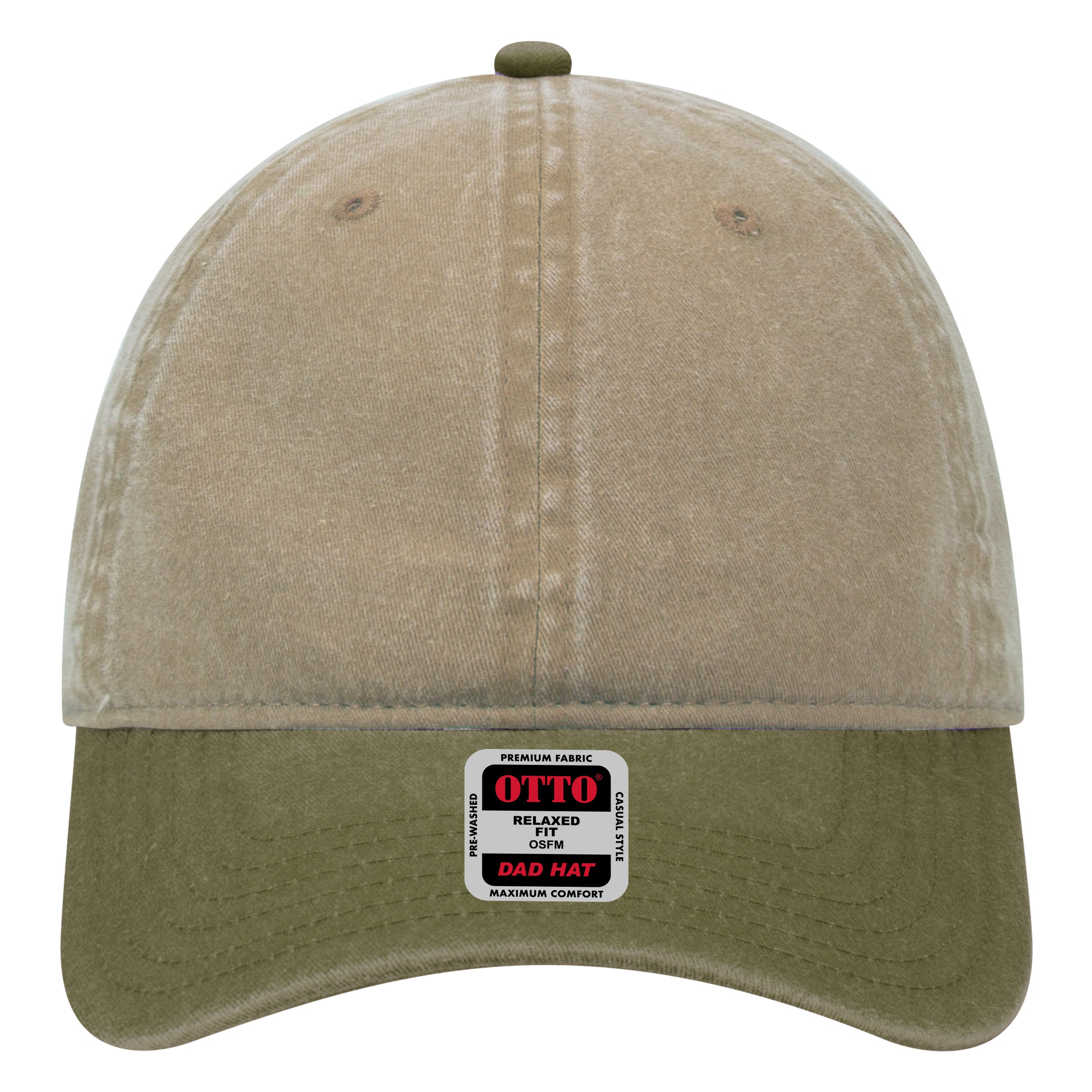 OTTO CAP 6 Panel Low Profile Dad Hat OTTO 18-202 Otto Cap 2132 - Ol.Grn/Kha OSFM - Adult