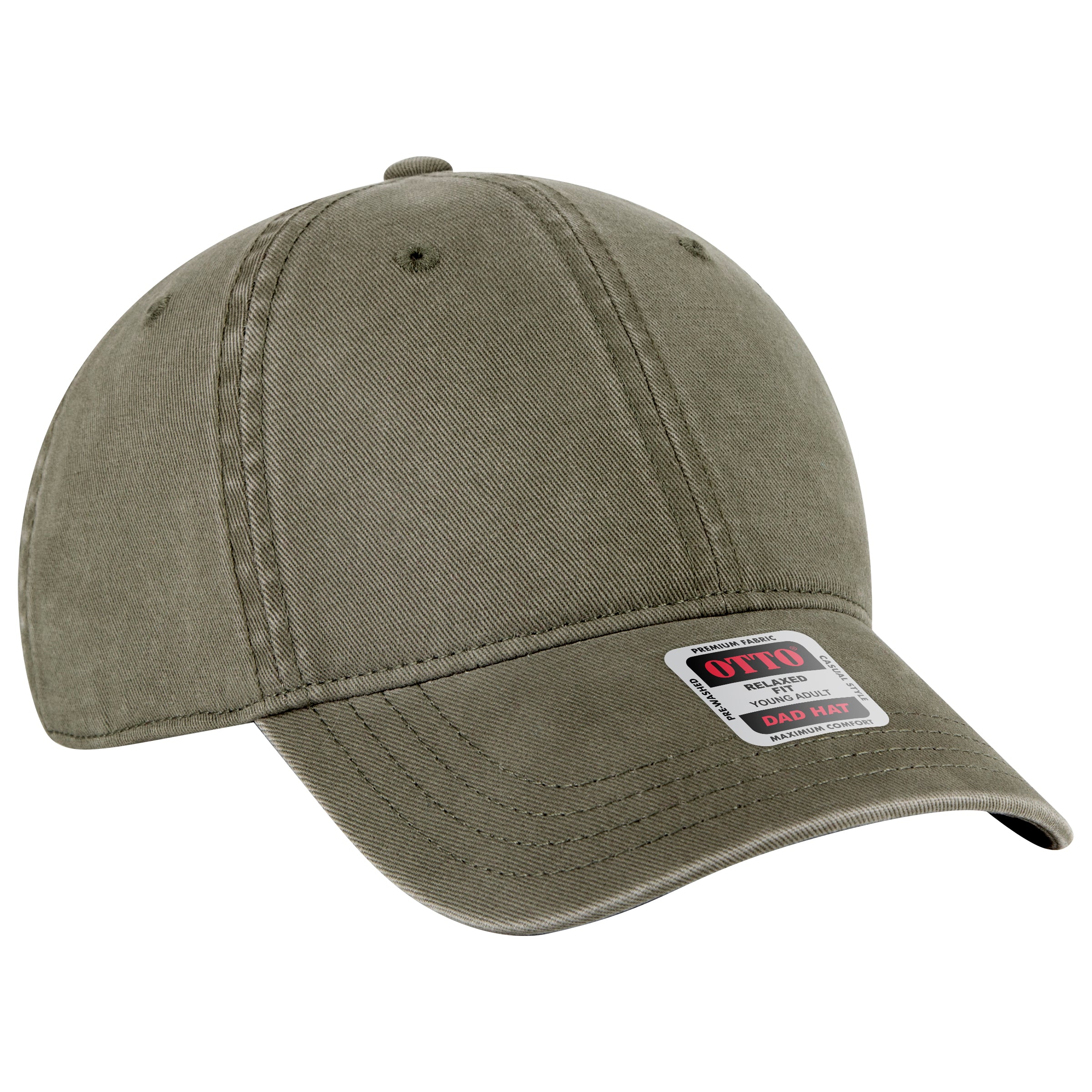 OTTO CAP 6 Panel Low Profile Dad Hat OTTO 18-772 Otto Cap 021 - Ol. Green Young Adult