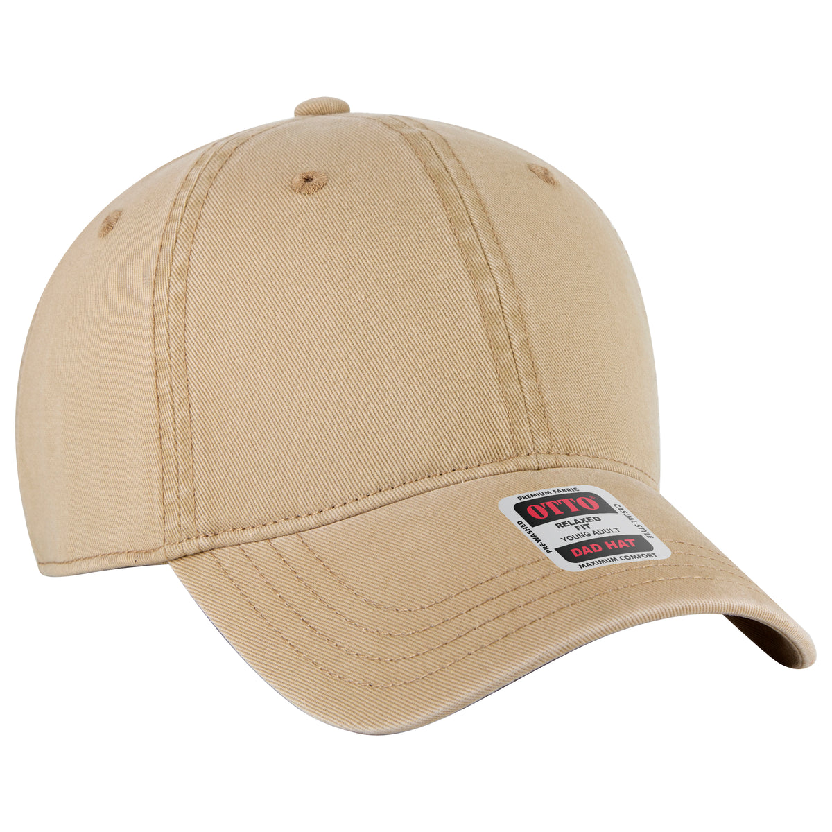 OTTO CAP 6 Panel Low Profile Dad Hat OTTO 18-772 Otto Cap 032 - Khaki Young Adult