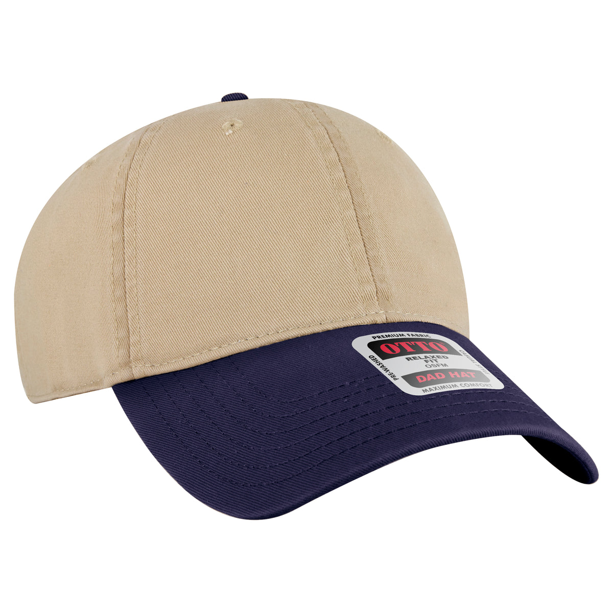 OTTO CAP 6 Panel Low Profile Dad Hat OTTO 18-772 Otto Cap 0432 - Nvy/Kha OSFM - Adult