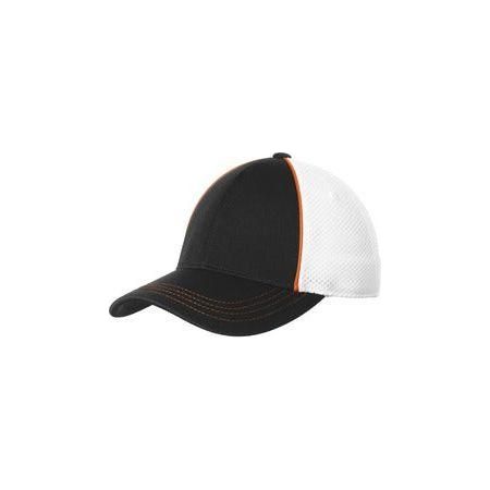 Piped Mesh Back Cap DRI-EQUIP Deep Orange/Black/White