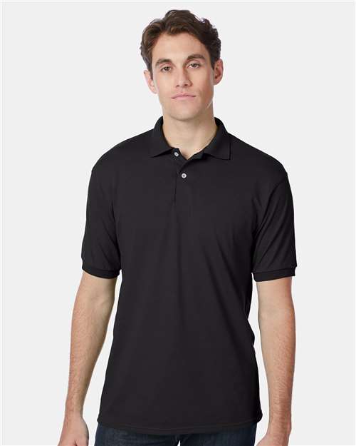 Hanes Ecosmart® Jersey Polo - Black - Hanes 054X