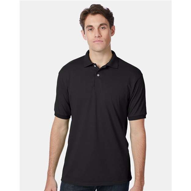 Hanes Ecosmart® Jersey Polo - Black - Hanes 054X Hanes