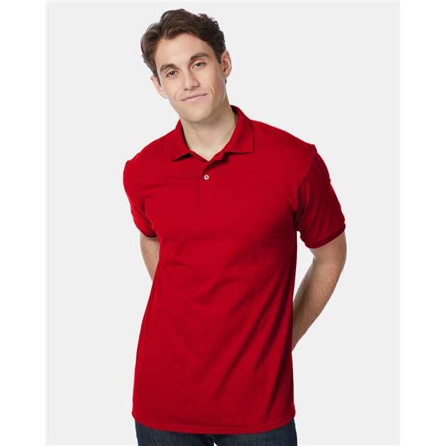 Hanes Ecosmart® Jersey Polo - Deep Red - Hanes 054X Hanes Deep Red S