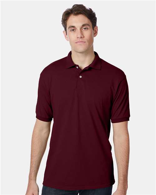 Hanes Ecosmart® Jersey Polo - Maroon - Hanes 054X