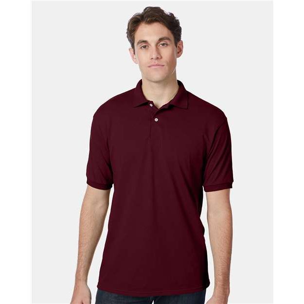 Hanes Ecosmart® Jersey Polo - Maroon - Hanes 054X Hanes