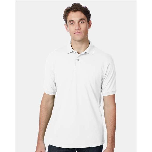 Hanes Ecosmart® Jersey Polo - White - Hanes 054X Hanes White S