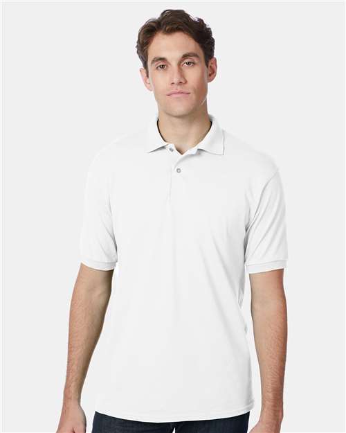 Hanes Ecosmart® Jersey Polo - White - Hanes 054X