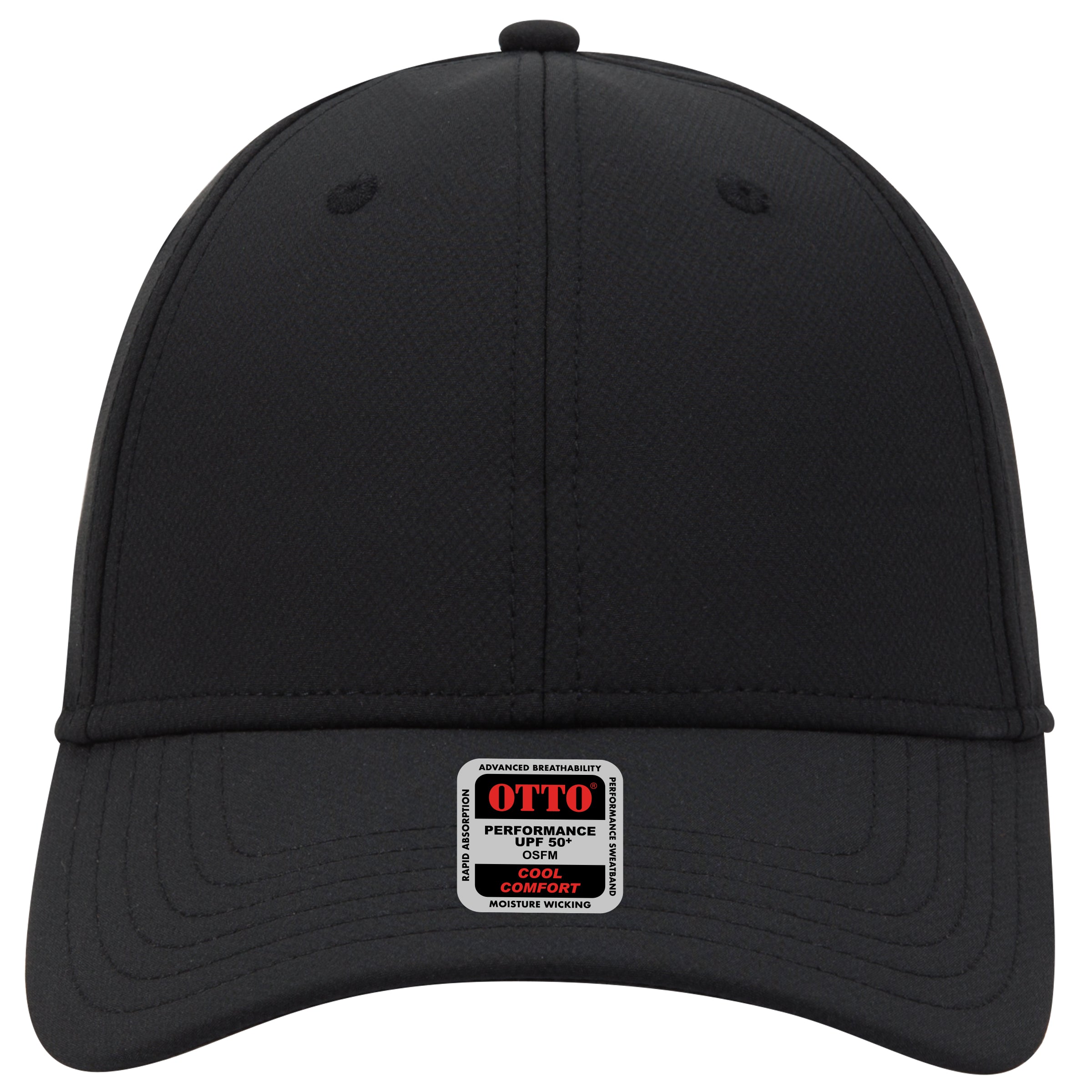 OTTO CAP UPF 50+ 6 Panel Low Profile Baseball Cap OTTO 19-1256 Otto Cap 003 - Black OSFM - Adult