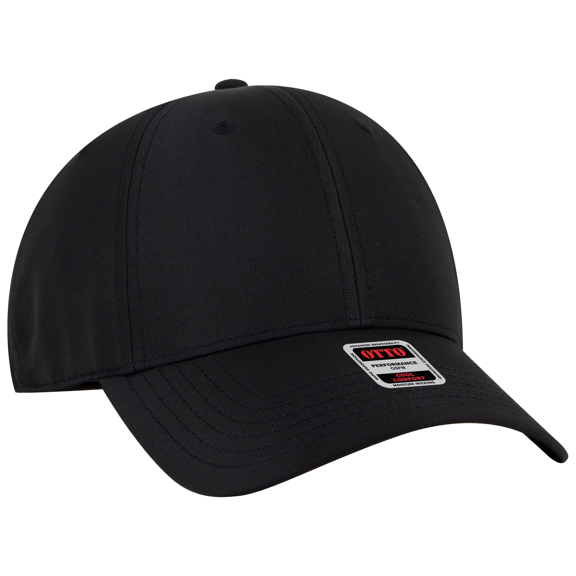 OTTO CAP 6 Panel Low Profile Style Baseball Cap OTTO 19-2 Otto Cap 003 - Black OSFM - Adult