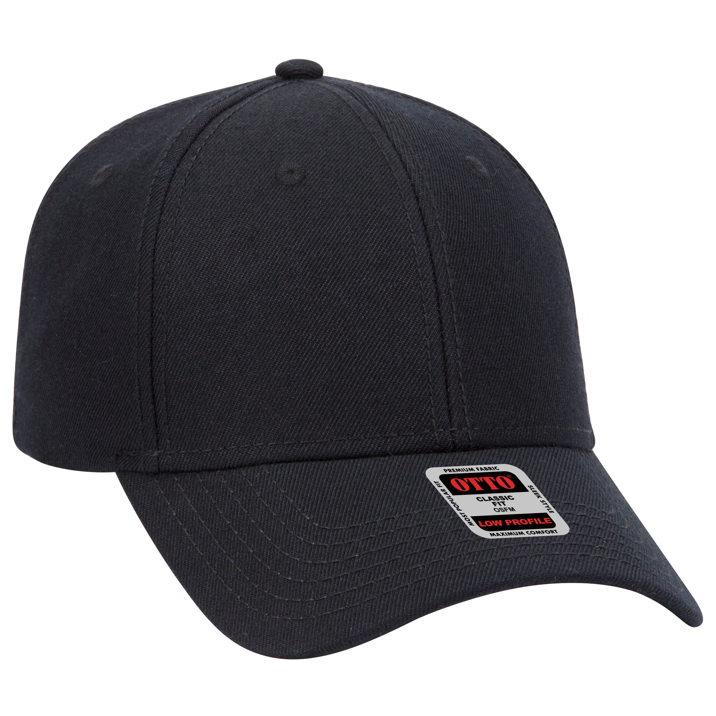 OTTO CAP 6 Panel Low Profile Baseball Cap OTTO 19-208 Otto Cap 003 - Black OSFM - Adult