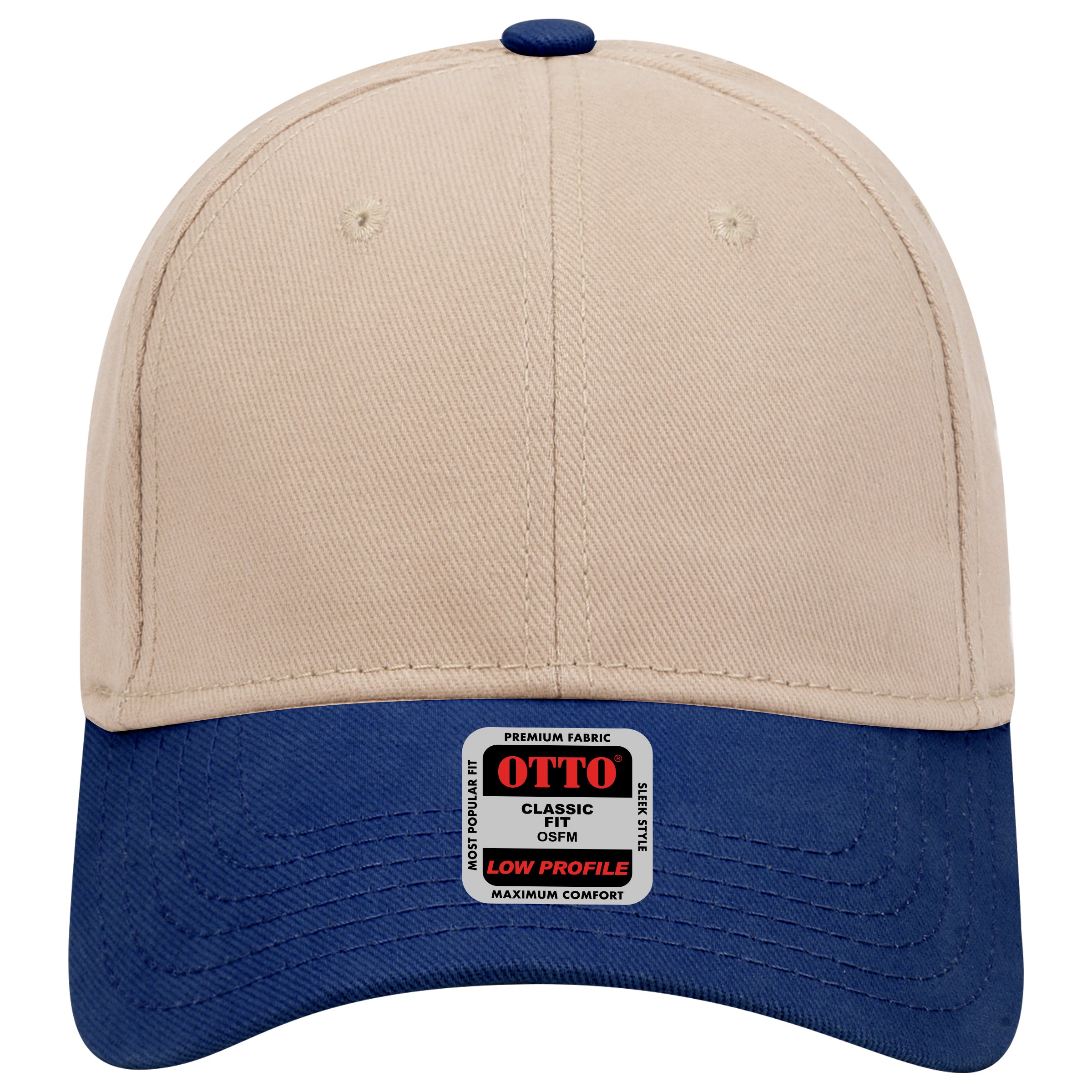 OTTO CAP 6 Panel Low Profile Baseball Cap OTTO 19-251 Otto Cap 0132 - Ryl/Kha OSFM - Adult