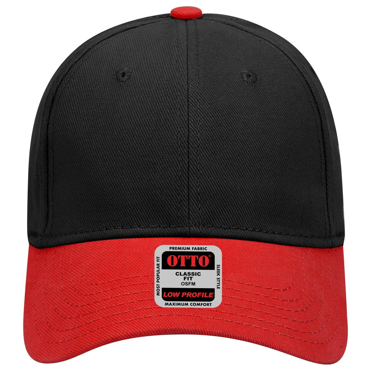 OTTO CAP 6 Panel Low Profile Baseball Cap OTTO 19-251 Otto Cap 0203 - Red/Blk OSFM - Adult