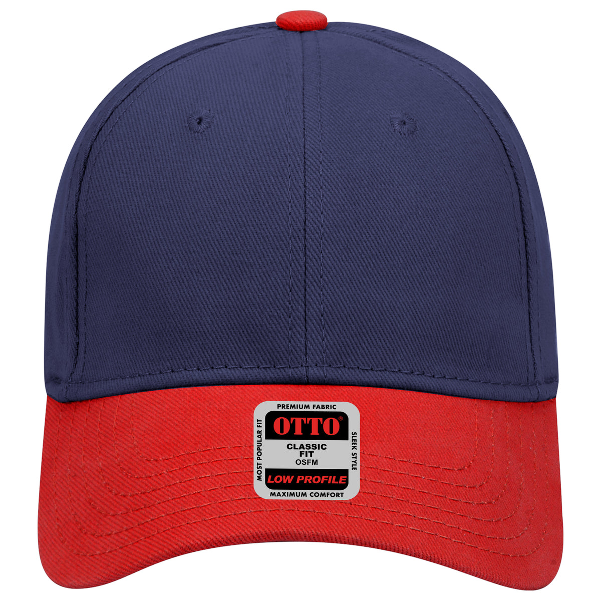 OTTO CAP 6 Panel Low Profile Baseball Cap OTTO 19-251 Otto Cap 0204 - Red/Nvy OSFM - Adult