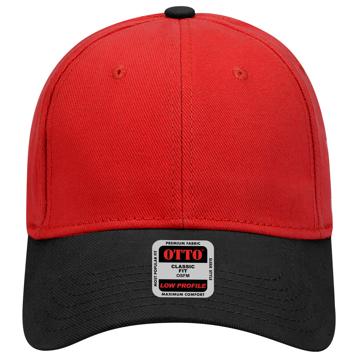 OTTO CAP 6 Panel Low Profile Baseball Cap OTTO 19-251 Otto Cap 0302 - Blk/Red OSFM - Adult